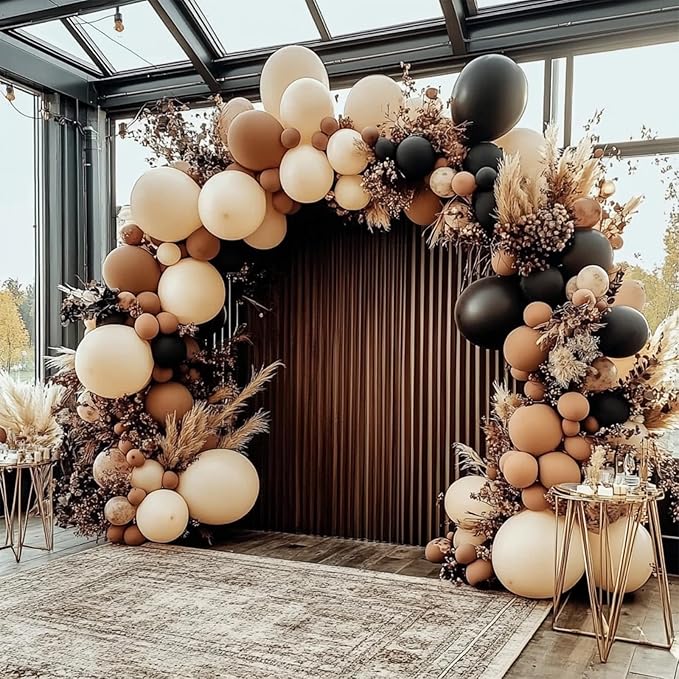 Dark Brown Balloons, 98PCS Double Stuffed Boho Coffee Brown Balloon Garland Arch Kit, 18/12/10/5 Inch Different Sizes for Birthday Graduation Baby Shower Boho Neutral Luau Mocha Party Decorations