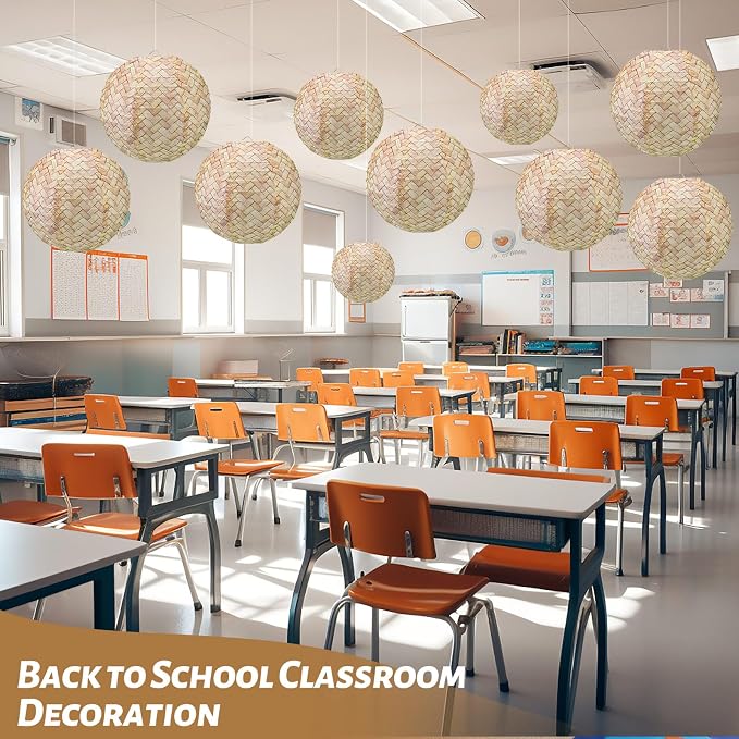 Retisee 12 Pcs 10 Inch Hanging Paper Lanterns Party Decorations Pastel Classroom Decor for Birthday Back to School Party Decoration for Classrooms Wedding Birthday Ceilings(Vintage Color,Linen)