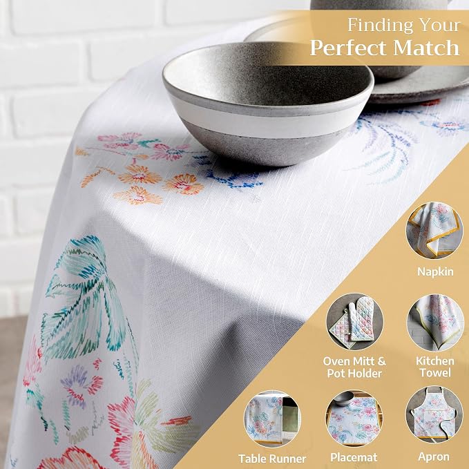Maison d' Hermine Table Cloth Round Table 100% Cotton 69 Round Inches Tablecloth Reusable Decorative for Dining Kitchen Room Farmhouse Party Home Hotel Restaurant Spring Summer - Paradise Island