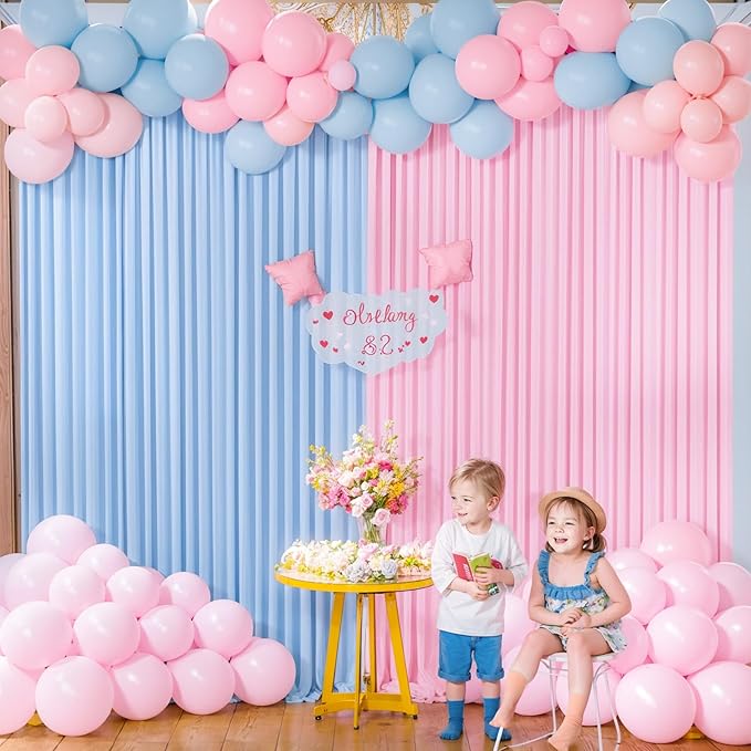 10x10 Pink Blue Backdrop Curtains for Gender Reveal Boy or Girl Parties Wrinkle Free Photo Curtains Backdrop Drapes Fabric Decoration for Birthday Party Baby Shower 5ft x 10ft,2 Panels