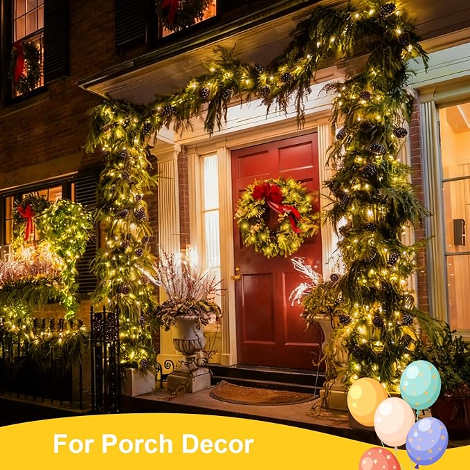 QITONG 2 Pack Warm White Solar String Lights Outdoor Waterproof, Each 33ft 100 LED Solar Christmas Lights, 8 Modes Green Wire Solar Twinkle Tree Lights for Outside