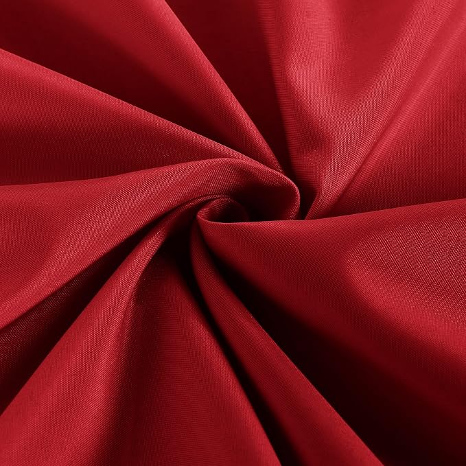 Obstal 2 Pack 8FT RedTable Cloths for Standard Folding Tables - Water Resistant Washable Fabric Polyester Rectangle Table Cover Protector for Wedding, Banquet and Trade Shows, 96L x 30W Inches