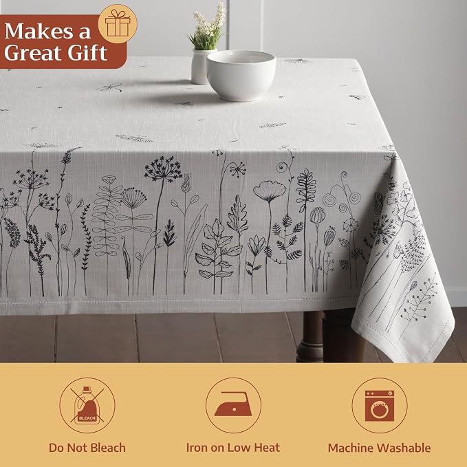 Maison d' Hermine Table Cloth Rectangle Table 100% Cotton 60 x 120 Inches Tablecloth Reusable Decorative for Dining Kitchen Room Farmhouse Party Home Hotel Restaurant Spring Summer - Flore