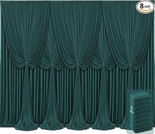 8 Panels Hunter Green Backdrop Curtains for Wedding Party Wrinkle Free Backdrops Curtain Drapes Fabric Decorations Photo Back Drop Cloth for Baby Shower Photography Stage Reception 40ft(W) x 12ft(H)