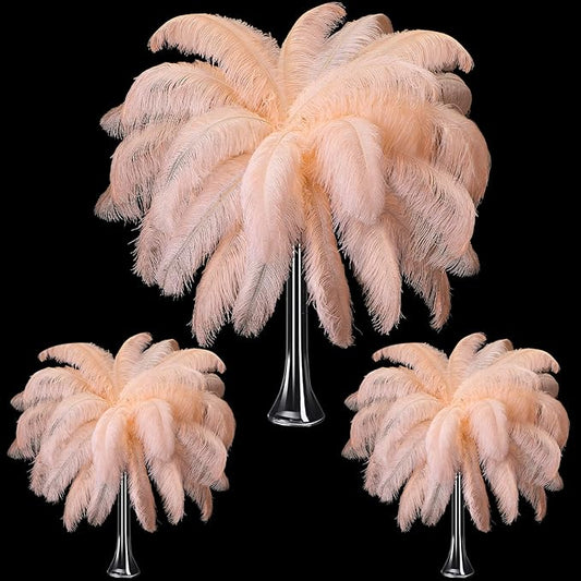 Maitys 90 Pcs Large Natural Ostrich Feathers Bulk 14-16 Inch (35-40cm) 12-14 Inch (30-35cm) 10-12 (25-30cm) Ostrich Feathers Plumes for Centerpieces Wedding (Champagne)