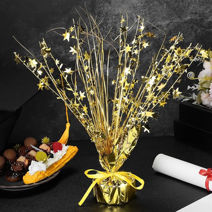 Crowye 18 Pcs Foil Spray Centerpiece Table Decoration Party Star Burst Metallic Graduation Table Centerpieces for Spring Party Birthday Season Wedding Holiday(Gold)