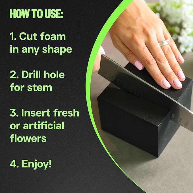 XCEL Floral Foam Blocks - Reusable, Weather Resistant Craft Foam Artificial Flower Arrangements, Faux Florist Foam Planters Florist Supplies (Gray 4" x 4" x 3" - 8 Pack)