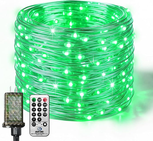 btfarm Fairy Lights Plug in with Remote, 33FT 100 LED Outdoor Twinkle Lights Waterproof with Timer, 8 Modes Indoor String Lights for Bedroom Patio Garden Wedding Christmas Decoration, Green