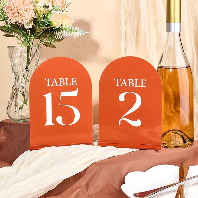 Wedding Acrylic Table Number 1-20 with 20Pcs Stands Terracotta, 5"x7" Elegant Place Card Centerpiece Decorations for Indoor Outdoor Wedding Bridal Shower Anniversary Party Reception