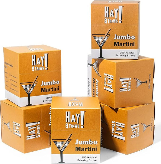 Hay Straws 6 inch Compostable Drinking Straw Eco Friendly, 1500 Count Biodegradable Straw, Disposable for Lowball Drinks, Cocktails, Sturdy Plant-Stem Straws, No Paper, Plastic-Free (6.5–8.5mm)
