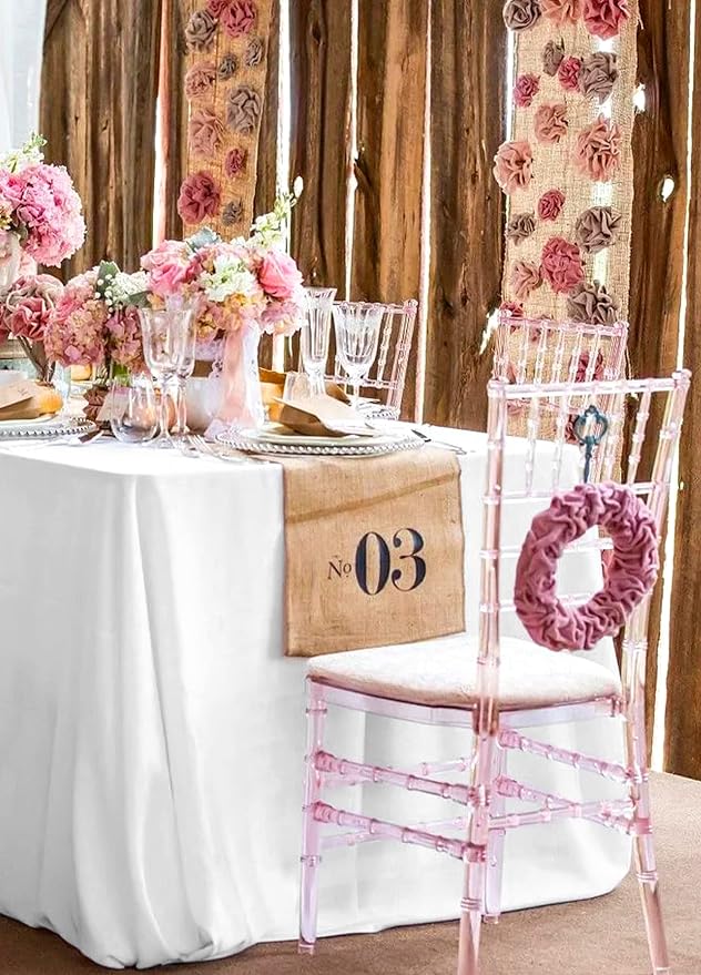 12 Pack White Tablecloths for 8ft Rectangle Tables 90 x 156 Inch - Polyester Table Cover Stain and Wrinkle Resistant Washable Fabric Table Clothes for Wedding Party Banquet Reception Restaurant