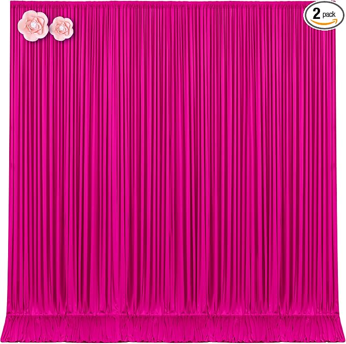 10x12 Hot Pink Backdrop Curtains for Wedding Party Wrinkle Free Backdrops Curtain Drapes Fabric Decoration Fuchsia Photo Back Drop Cloth for Baby Shower Photography Stage Reception 5ft x 12ft,2 Panels