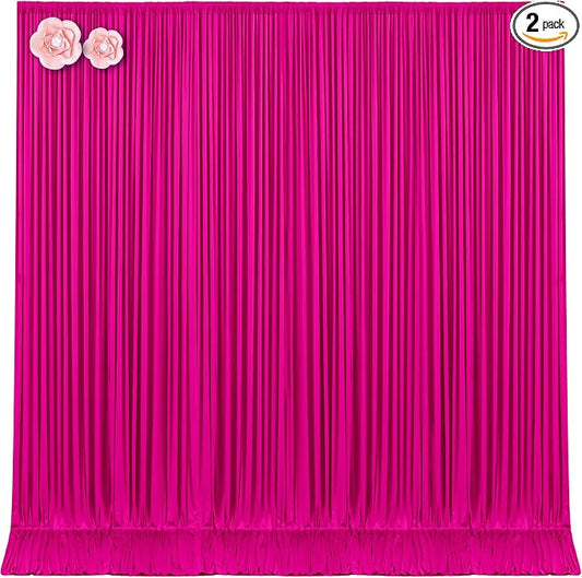 10x12 Hot Pink Backdrop Curtains for Wedding Party Wrinkle Free Backdrops Curtain Drapes Fabric Decoration Fuchsia Photo Back Drop Cloth for Baby Shower Photography Stage Reception 5ft x 12ft,2 Panels