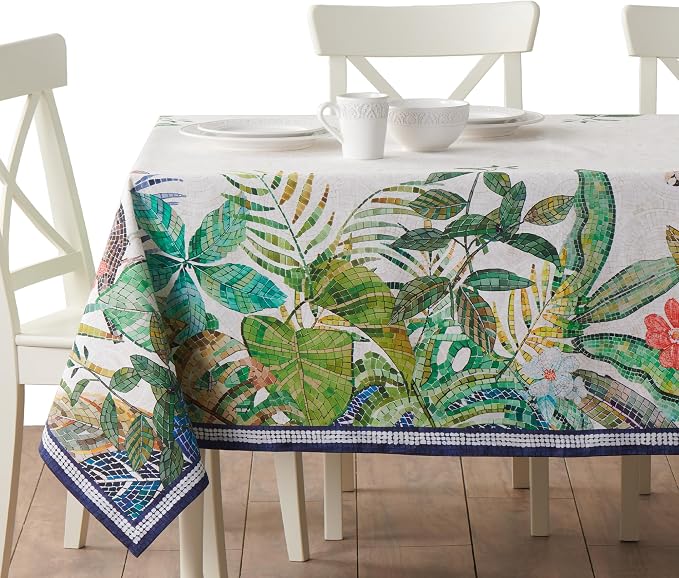 Maison d' Hermine Premium Table Cloth Rectangle Table 100% Combed Cotton 108 x 70 Inches Tablecloth Reusable Decorative for Dining Room, Farmhouse, Home, Party, Festive & Wedding - Mosaic