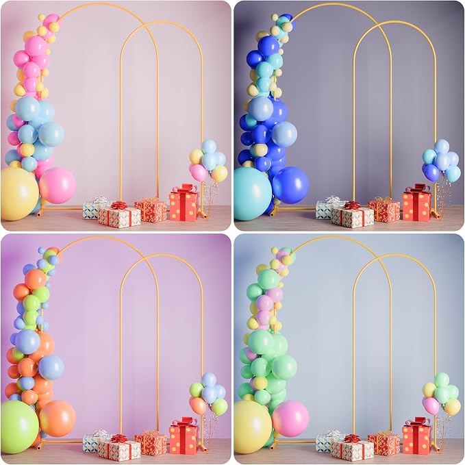 7.2FT+6FT Arch Wedding Arch Backdrop Stand, Heavy Duty Metal Arch Frame for Balloons, Flowers & Fabric, Event Decoration Stand for Ceremony, Party & Photos