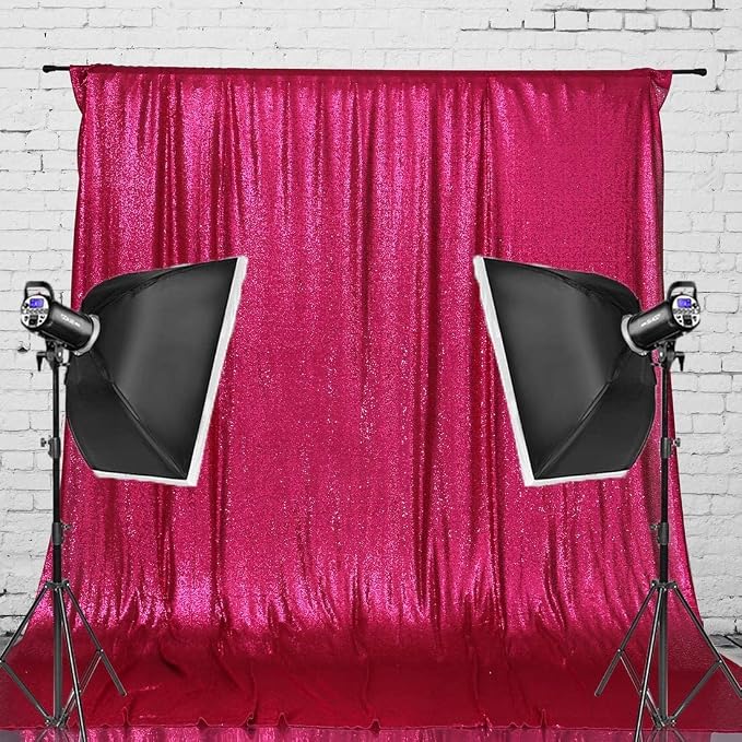 Poise3EHome 8FT x 10FT Sequin Photography Backdrop Curtain for Party Decoration, Hot Pink