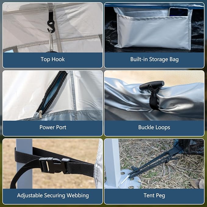 Camping Cube, Canopy Inner Tent for 10' x 10' Pop Up Canopy, Converts Canopy into Enclosed Camping Tent, Fits 4-6 Person, Fully Vented Roof, Easy Setup (Frame & Top Not Included)