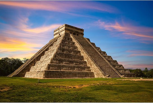 Pyramid Backdrop Sunset Sunrise Ancient Mayan Ruins Photography Background View Wonder of The World Mexico Culture Historical Building Backdrop Maya Travel Background Decorations Props 12x8ft
