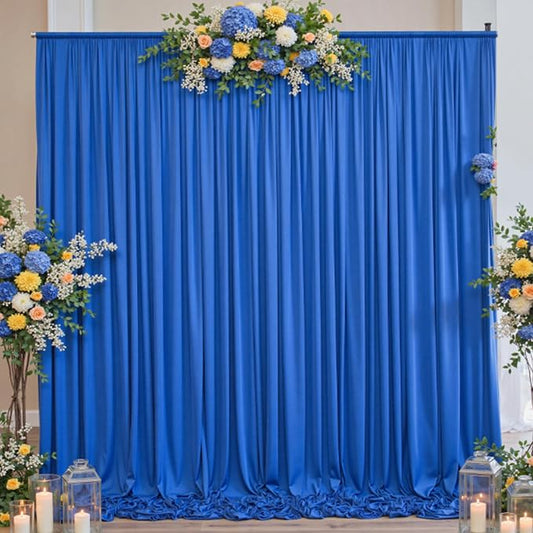 30ft x 10ft Wrinkle Free Royal Blue Backdrop Curtains for Parties, 6 Panels 5x10ft Silky Polyester Blue Photo Backdrop Drapes for Weddings Birthday Party Photography Background Stand