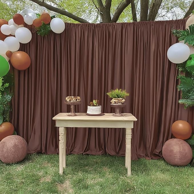 40ft x 10ft Wrinkle Free Brown Backdrop Curtains for Parties, 8 Panels 5x10ft Thick Fabric Backdrop Drapes for Wedding Party Background Birthday Decoration