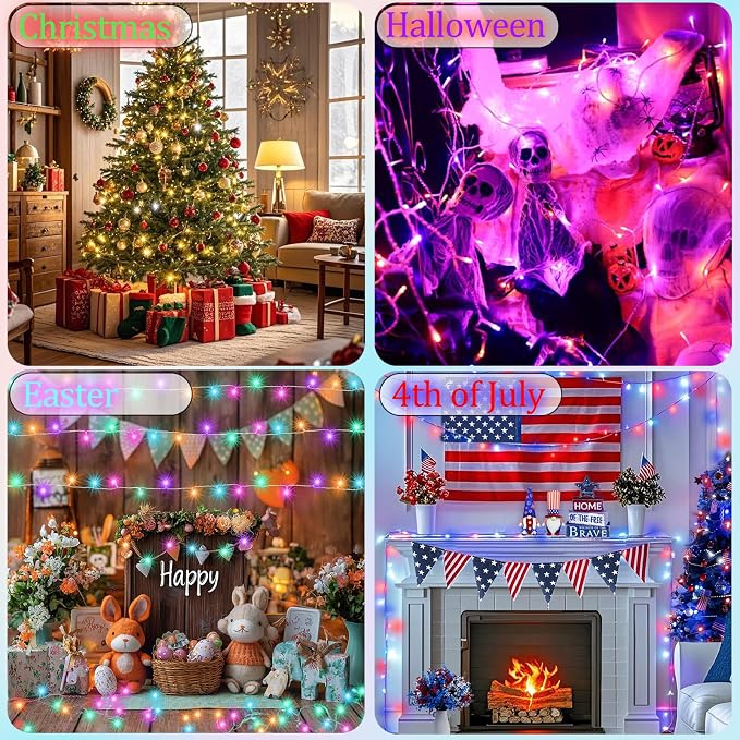 Color Changing Christmas Lights, 200 LED 35 Colors String Lights Indoor Outdoor with Remote, Waterproof Connectable Twinkle Lights Plug in for Xmas Tree Halloween Party Wedding Room Decor