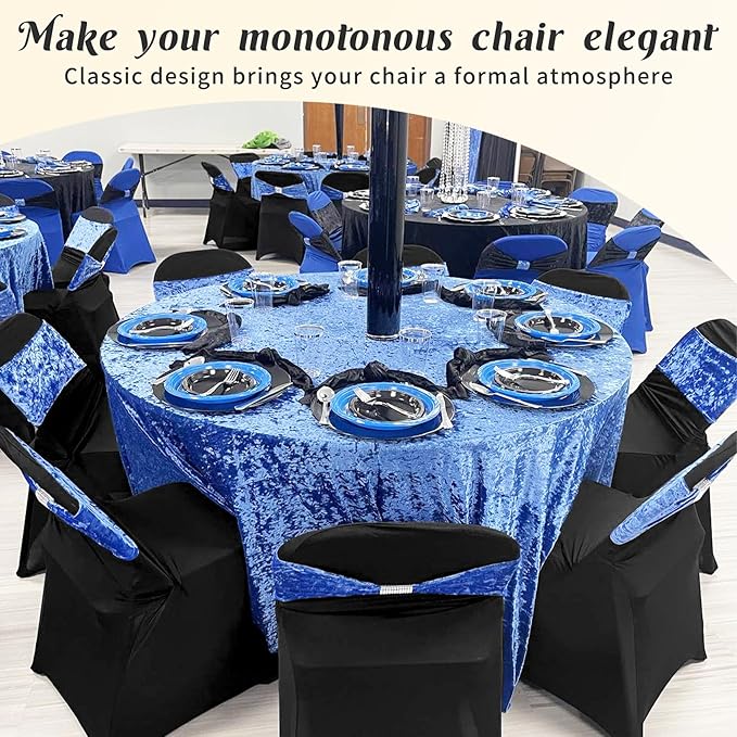 Black Chair Covers Stretch Folding Chair Covers Universal Spandex Fitted Chair Slipcovers for Wedding Dining Party Banquet Holidays Celebration Trade Show Craft Show Decoration (2 Pack)