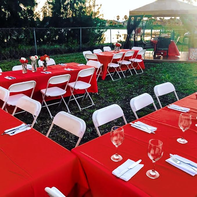 8 Packs Red Rectangle Tablecloth - 60 x 102 Inch, Premium Polyester Table Cloth for 6 Foot Rectangle Tables, Washable Fabric Table Covers for Wedding, Party, Banquet, Dining