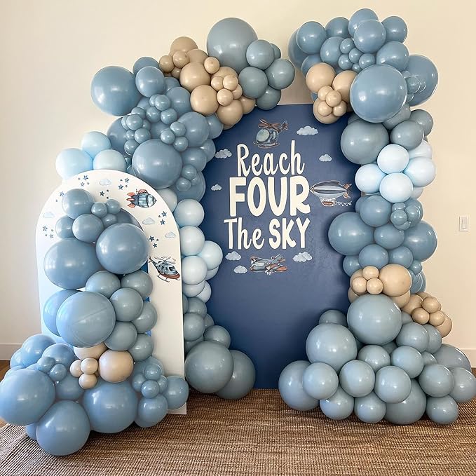 Double Dusty Blue Stuffed Balloons Different Size 115Pcs 5/10/12/18" Slate Blue Balloon Arch Garland kit for Birthday Baby Shower Bridal Shower Gender Reveal Wedding Theme Party