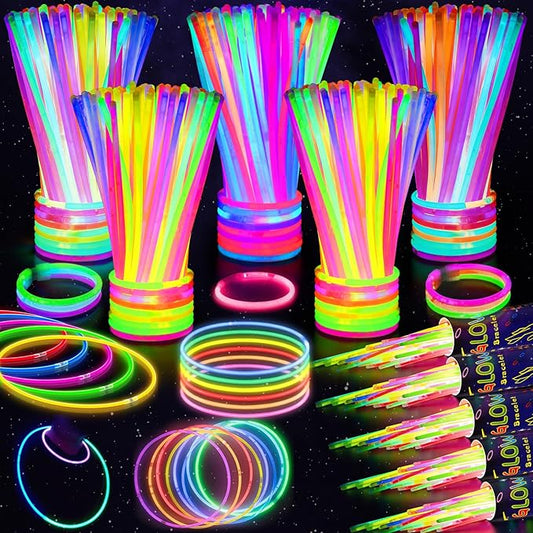 SHQDD 500 Glow Sticks Bulk Party Pack, 8” Neon Glow Sticks, DIY Glowsticks with Connectors Bracelets & Necklaces, Glow in the Dark Party Supplies for Kids, Adults, Parties, Halloween & New Year