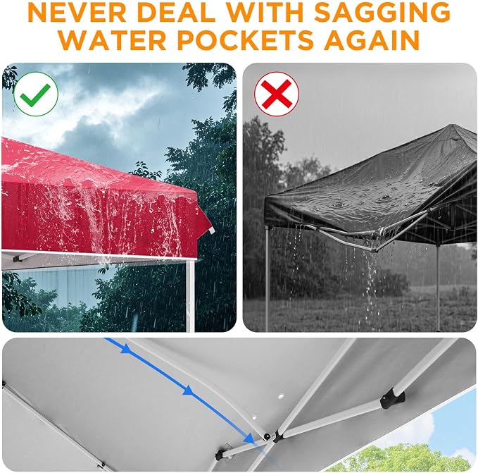 EAGLE PEAK Pop Up Canopy Tent with Wheeled Carry Bag, 8 Stakes, 4 Ropes, 4 Weight Bags, Easy Set Up Tent Canopy, 12x12 ft, 144sqft of Shade, Red
