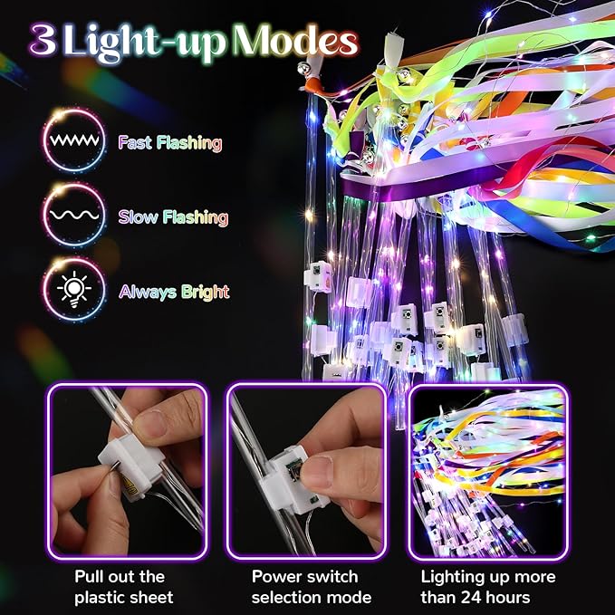 100 PCS Light Up Wands for Wedding, Wedding Favors with 3 Colorful Flashing Modes, Fairy Wands with Colorful ribbons, Lace and Bells for Wedding, New Year, Raves, Concert, Birthday