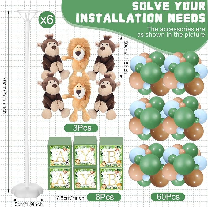 Lenwen 6 Sets Baby Letter Boxes Decorations Table Centerpieces for Baby Shower Gender Reveal,Bear Stuffed Animals Balloon with Stand Plush Toy Boxes for Birthday Party Wedding (Bear,Brown)