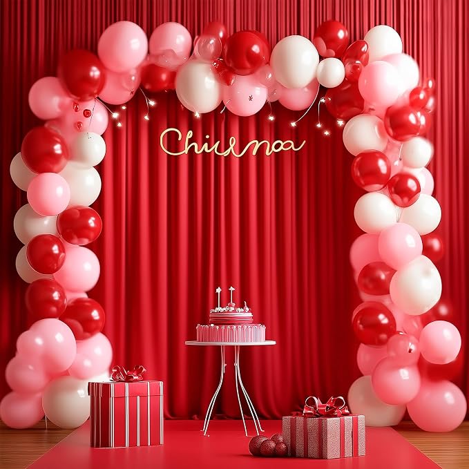 20ftx12ft Red Backdrop Curtains for Wedding-Wrinkle Free Backdrops Curtain Drapes Fabric Decorations Photo Back Drop Cloth for Baby Shower Photography 4Panels 12ft(H) x 5ft(W)
