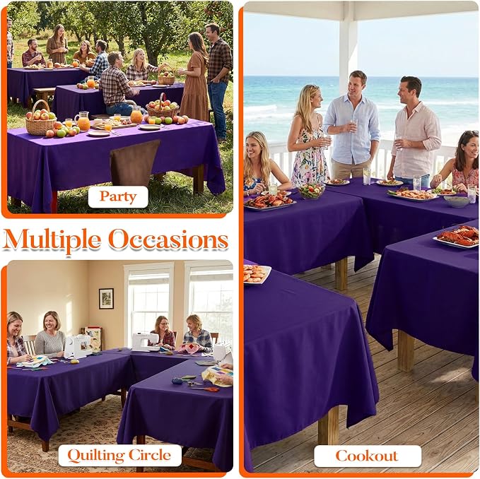 10 Pack Purple Tablecloth 60x126 Inch Purple Table Cloth for 8 Foot Rectangle Tables, Wrinkle Resistant Rectangular Tablecloth Washable Polyester Fabric Table Covers for Party Banquet Wedding Buffet
