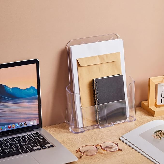 Blulu 8 Pack 8.5 x 11 Inches Acrylic Brochure Holder, Clear Flyer Holder Rack Wall Mount or Tabletop, Plastic Pamphlet Stand with Nails for Magazine, Booklet, Card, Bookmark Display, Office Supplies