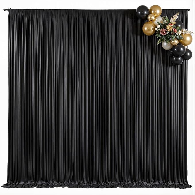 30x15ft Black Backdrop Curtains for Parties Wrinkle Free Fabric Backdrop Curtain Wedding Photo Drapes Backdrop for Birthday Party Baby Shower Bridal Shower Photography Stage Back Drop 6 Panels 5x15FT
