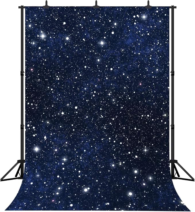 6x9ft Star Filled Night Sky Backdrop Twinkle Star Universe Space Theme Birthday Party Banner Baby Shower Wedding Video Photography Background Photo Studio Props Supplies PGT621B