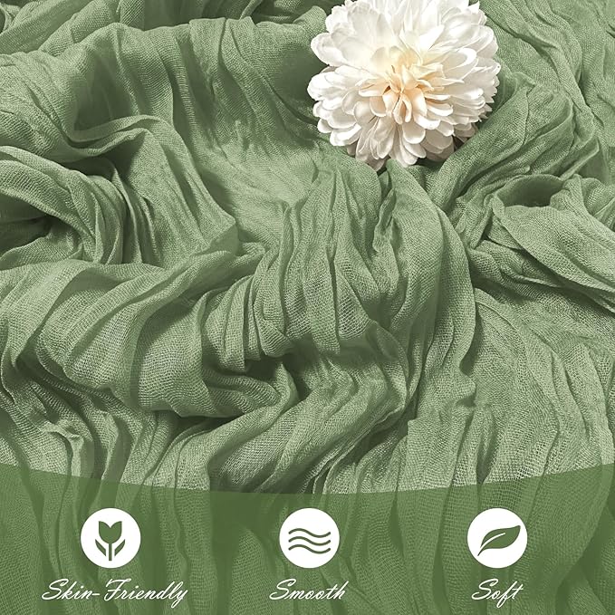 15 Pack Sage Green Cheesecloth Table Runner 17 x 108 inch Cheese Cloth Table Runners 9ft Green Table Runner Rustic Romantic Sheer Gauze Runner for Wedding Party Baby Shower Table Decoration