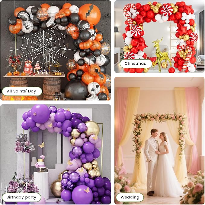 8x8 FT Square Wedding Arch Stand - Heavy-Duty Metal Backdrop Frame for Ceremony, Photo Booth, Party Decor - Adjustable Height (1.6FT to 8FT) - Sturdy & Portable for Indoor/Outdoor Events