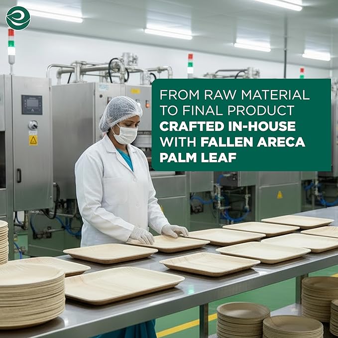 ECO SOUL Palm Leaf Like Bamboo Plates Combo Pack, 6 & 10 Inch, 450 Pack, Party Plates Set Bamboo, Heavy Duty, Natural, Compostable, Biodegradable Disposable Wood Dinnerware Set for Appetizer & Dinner