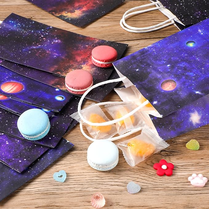 Nezyo 24 Pack Space Party Favor Gift Bags Galaxy Gift Bags for Space Astronaut Star Theme Party Supplies(Galaxy Style)