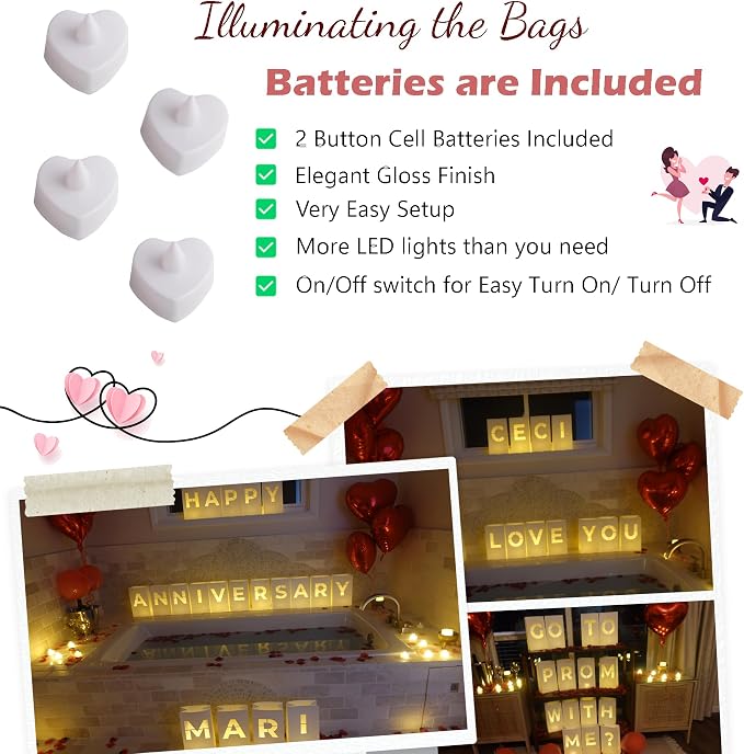 Will You Marry Me? Luminary Bags with LED Tea Light Candles, Balloons, and Rose Petals – Romantic Decorations for Proposals, Anniversaries, and Special Moments