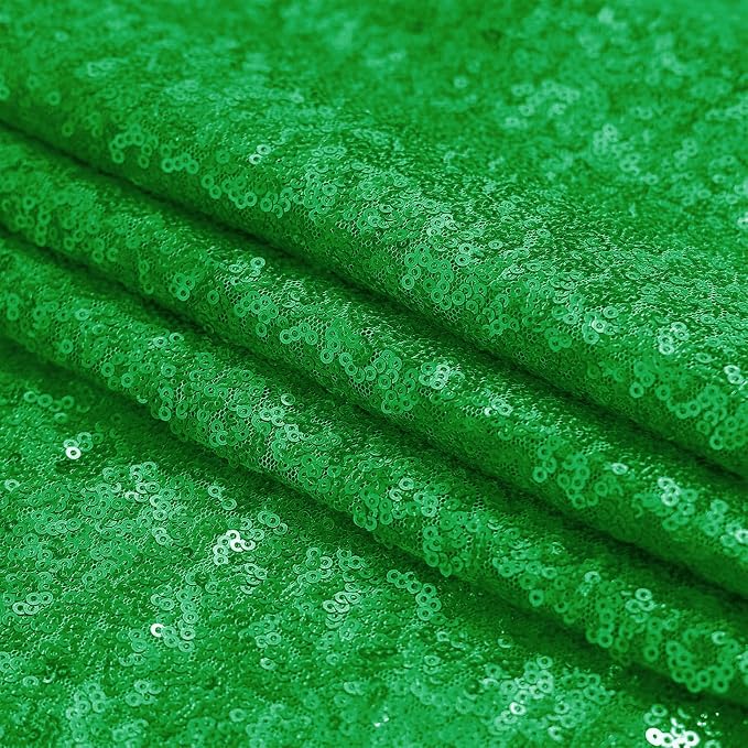 Sugargirl Grass Green Sequin Backdrop Curtain 4FTx8FT Glitter Grass Green Background Drapes Sparkle Photography Backdrop for Party Wedding Birthday Wall Decoration(1 Panel)