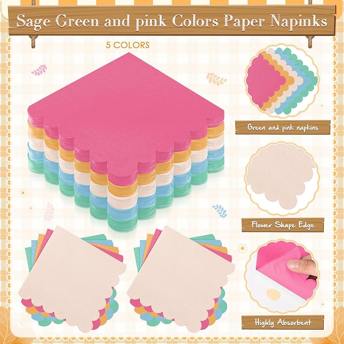 Zhehao 350 Pcs Candy Colors Party Supplies Serve 50 Colorful Pastel Disposable Tableware Kit with Plates, Cups, Napkins, Cutlery for Baby Shower, Birthday, Wedding