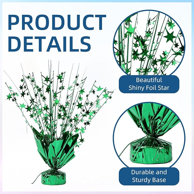 24 Pack Green Metallic Foil Spray Centerpiece Star Table Decoration Burst Table Centerpieces for Birthday New Year Wedding Anniversary Graduation Party Supply (Green)