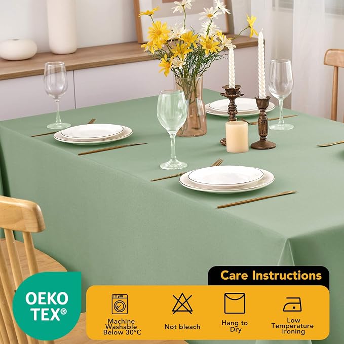 6-Pack Sage Green Tablecloths for Rectangle Tables, 90 x 132 Inches, Stain-Resistant Polyester Fabric for 8 Foot Tables - Washable Table Covers for Weddings, Birthday Parties, Events