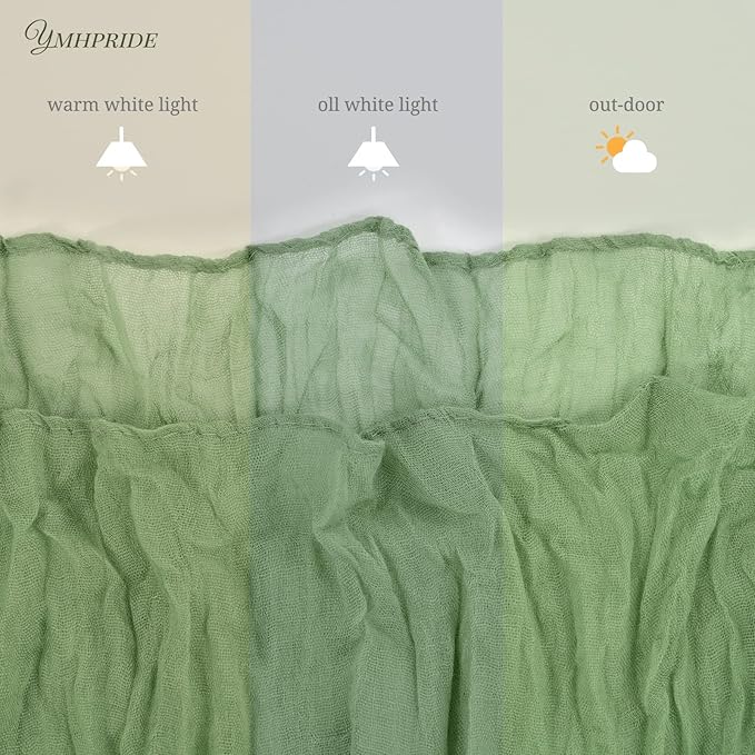 12 Pack Cheesecloth Table Runner 35 x 72 inch Long Boho Cheese Cloth Table Runner Semi Sheer Gauze Table Runner for Wedding Decor, Bridal Shower, Birthday Party (Sage Green)