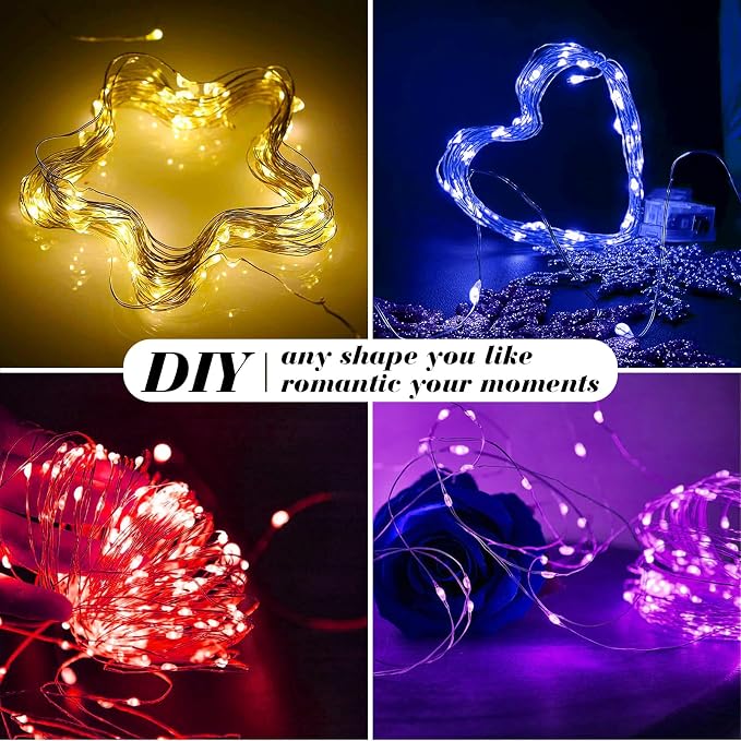 ZGWJ 12 Pack Fairy Lights Battery Operated, 7ft 20 Mini LED Fairy String Lights Silver Wire 3 Modes for DIY, Parties, Wedding, Bedroom, Halloween Christmas Decoration 6 Mixed-Color