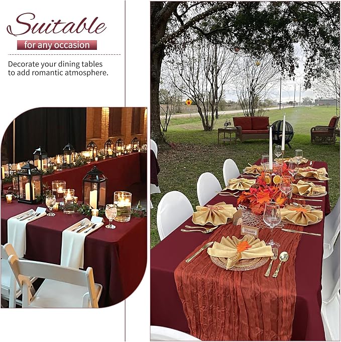 Showgeous 4 Pack Burgundy Rectangle Tablecloth 60 x 102 Inch, Wrinkle Resistant Washable Polyester Table Cover for Wedding Dining Table Buffet Parties and Camping