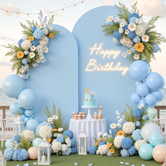 Pink and Blue Arch Cover 2 Set- 7.2 and 6ft Gender Reveal Arch Backdrop Cover Spandex Arch Stand Covers for Baby Shower Boys or Girls Birthday Party Banquet Photo Background Decorations